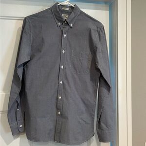 J. Crew Men's navy and white gingham casual button-down